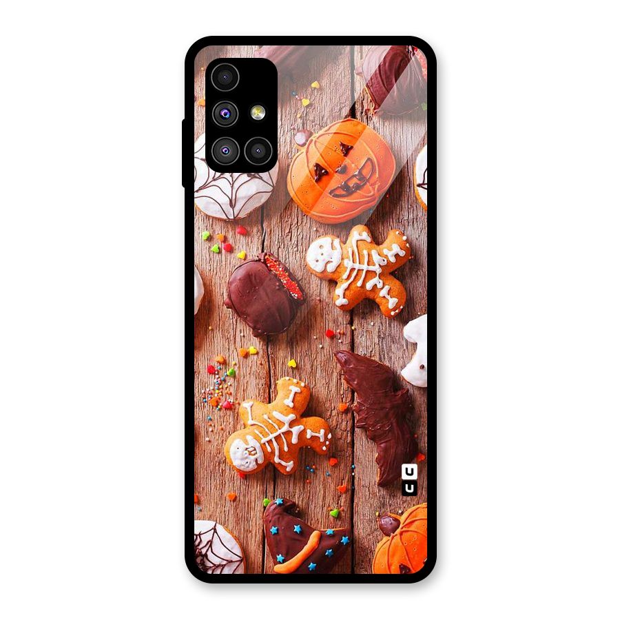 Halloween Chocolates Glass Back Case for Galaxy M51