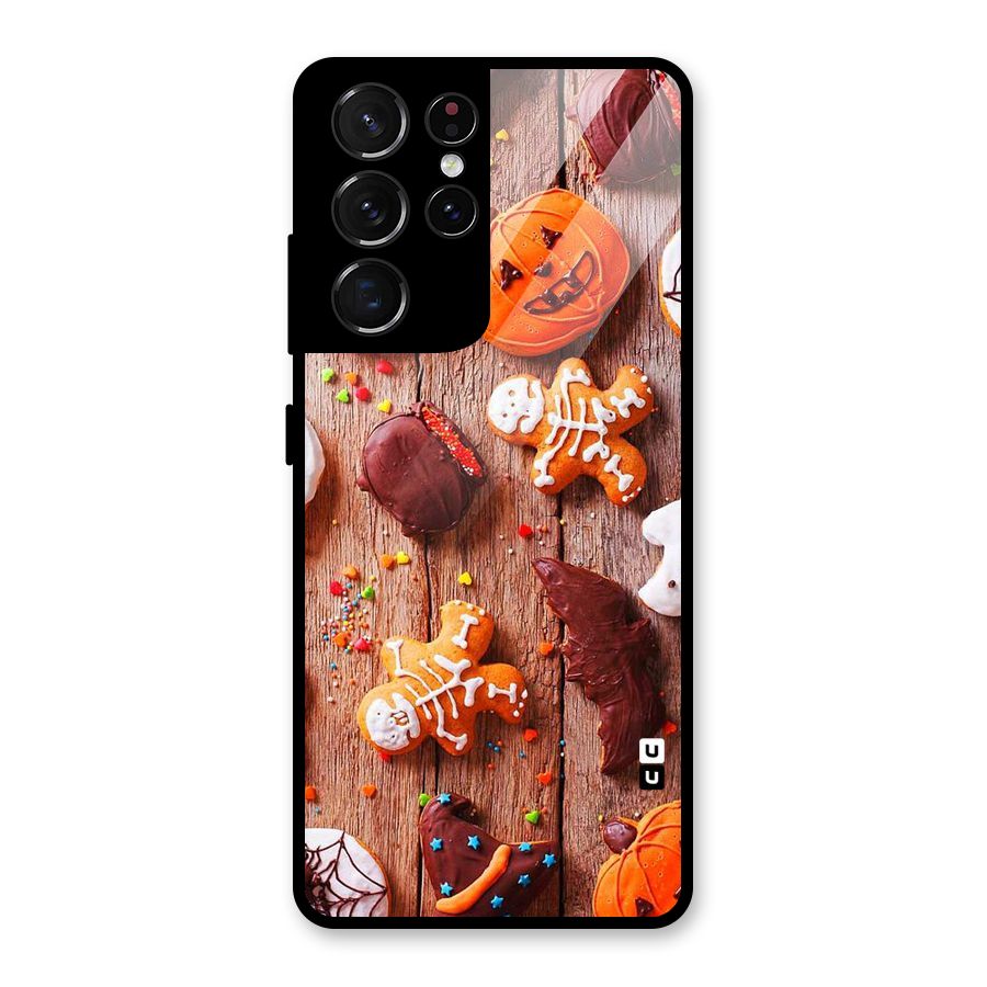 Halloween Chocolates Glass Back Case for Galaxy S21 Ultra 5G