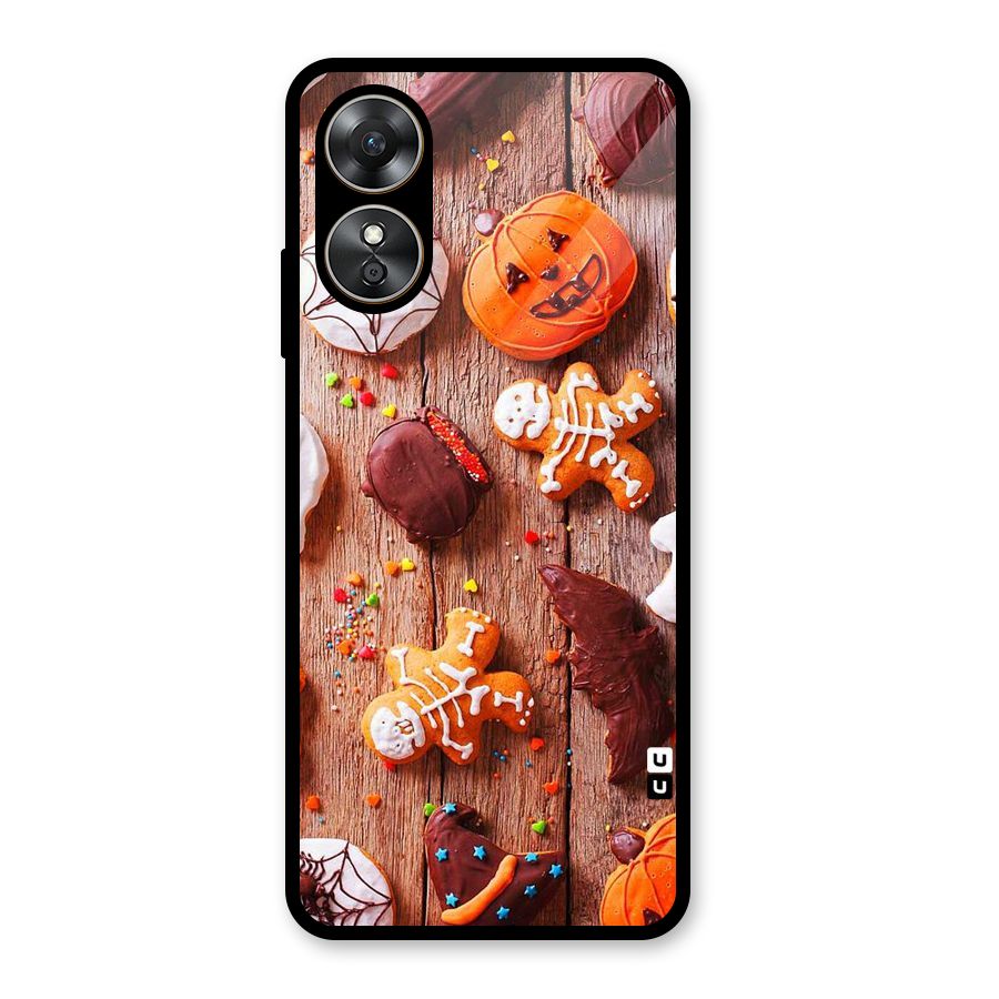 Halloween Chocolates Glass Back Case for Oppo A17