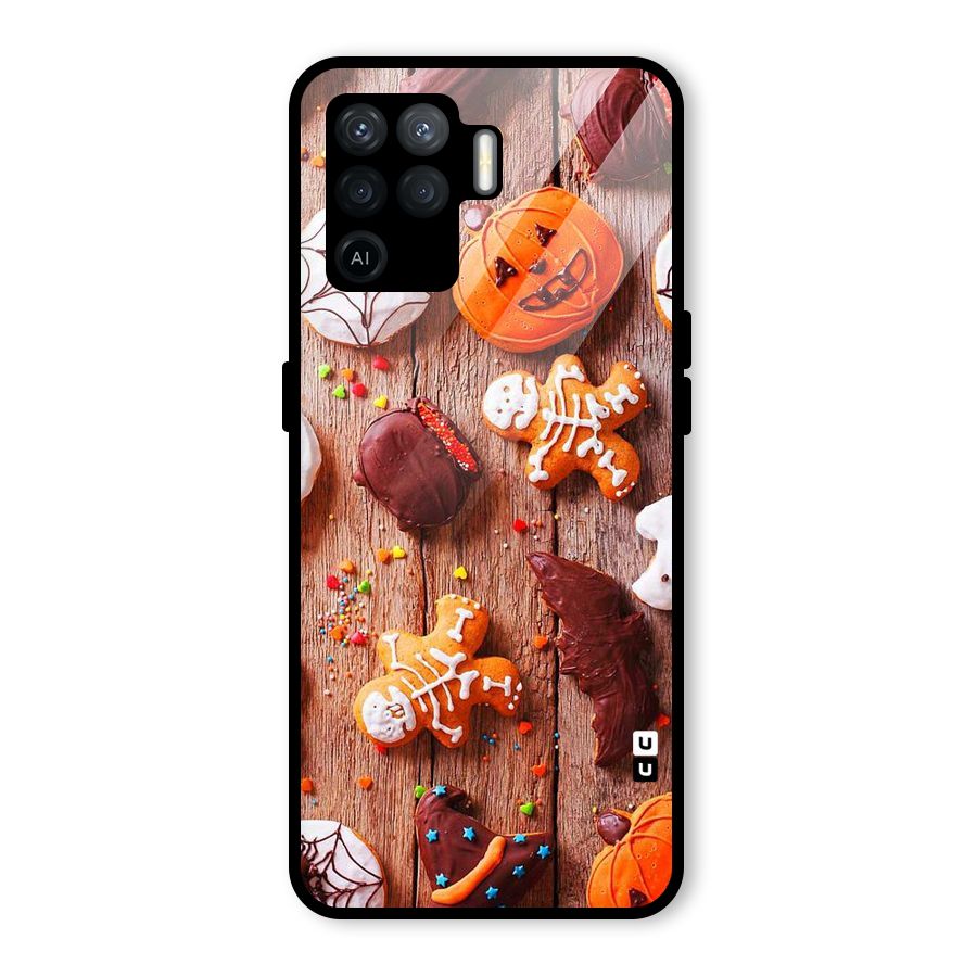 Halloween Chocolates Glass Back Case for Oppo F19 Pro