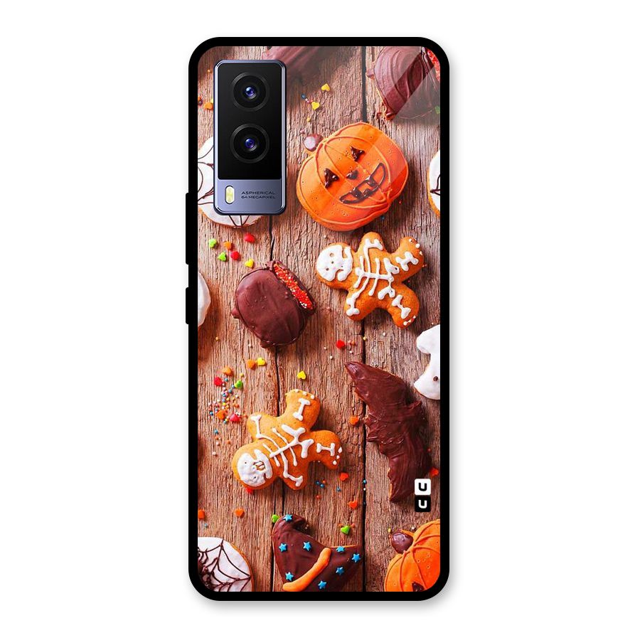 Halloween Chocolates Glass Back Case for Vivo V21e 5G