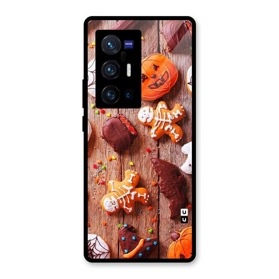 Halloween Chocolates Glass Back Case for Vivo X70 Pro Plus