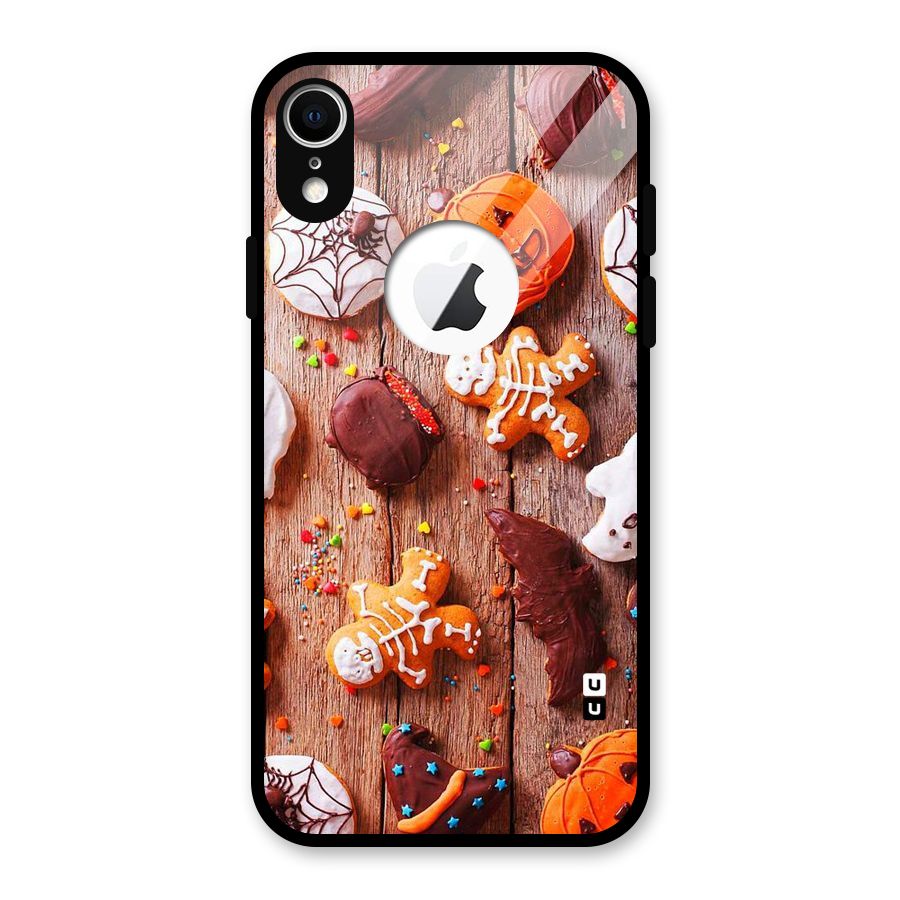 Halloween Chocolates Glass Back Case for iPhone XR Logo Cut