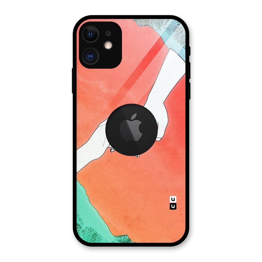 Hand Paint Drawing Glass Back Case for iPhone 11 Logo Cut