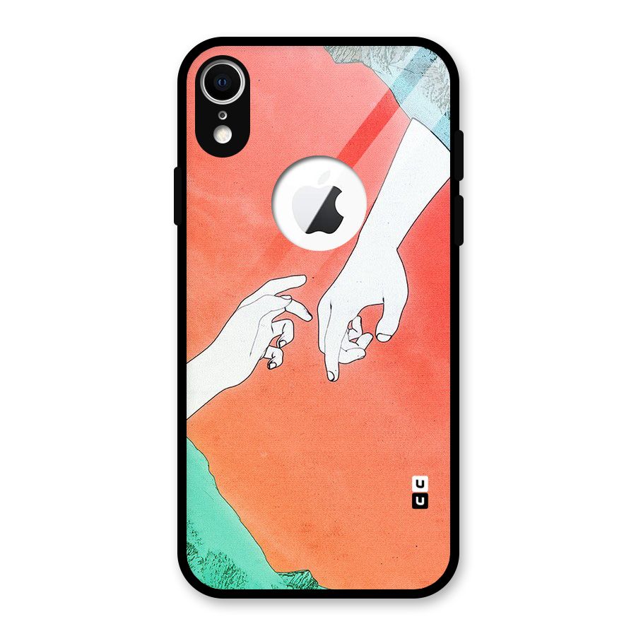 Hand Paint Drawing Glass Back Case for iPhone XR Logo Cut