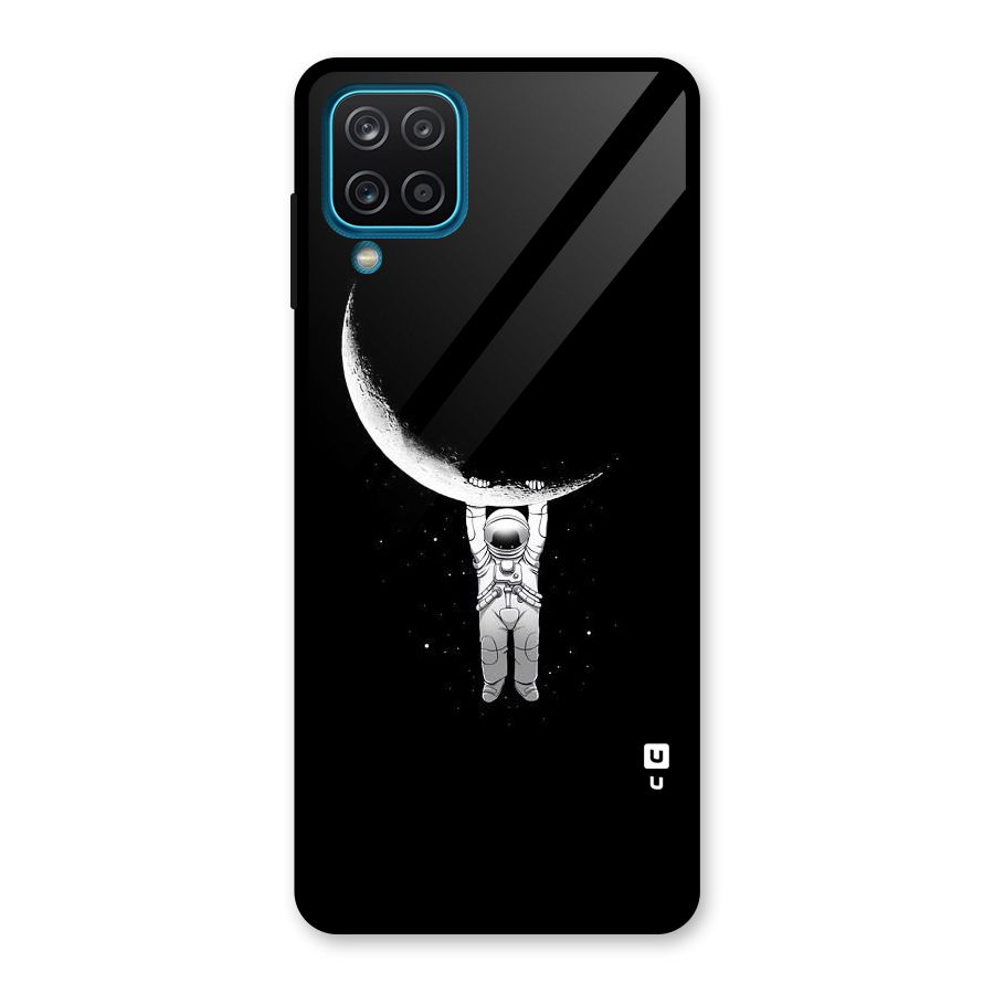 Hanging Astronaut Glass Back Case for Galaxy A12