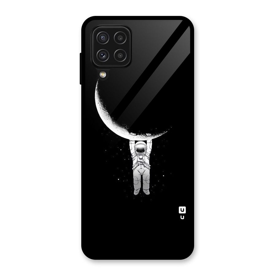 Hanging Astronaut Glass Back Case for Galaxy A22 4G