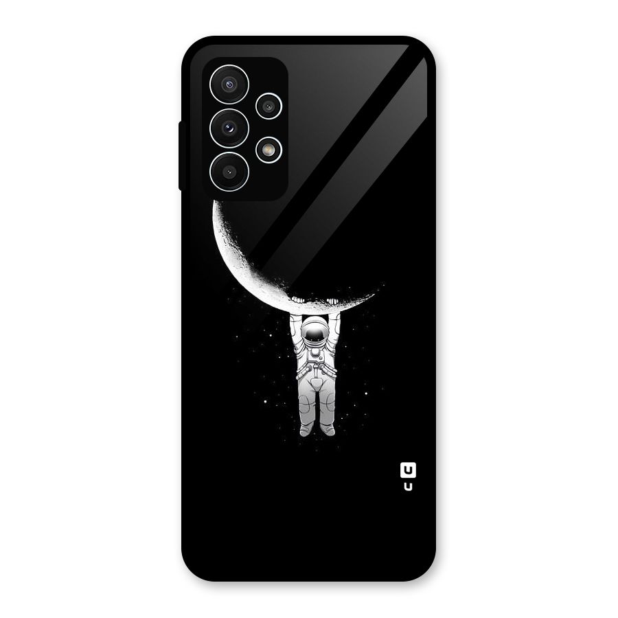 Hanging Astronaut Glass Back Case for Galaxy A23