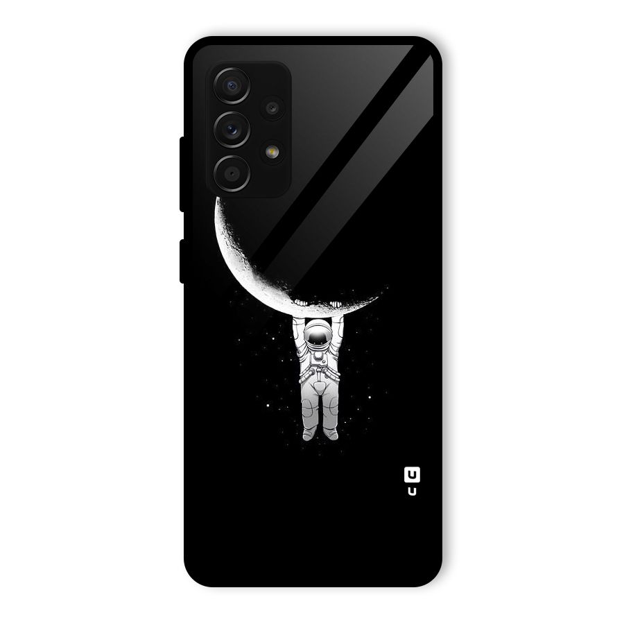 Hanging Astronaut Glass Back Case for Galaxy A53 5G