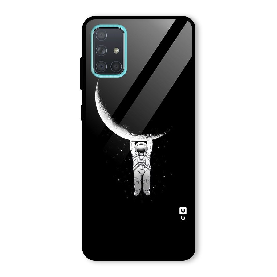Hanging Astronaut Glass Back Case for Galaxy A71