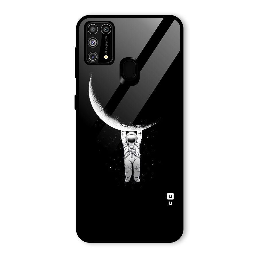 Hanging Astronaut Glass Back Case for Galaxy F41