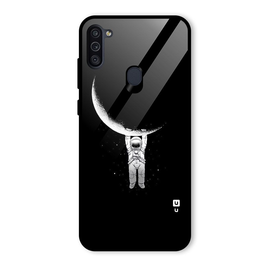 Hanging Astronaut Glass Back Case for Galaxy M11