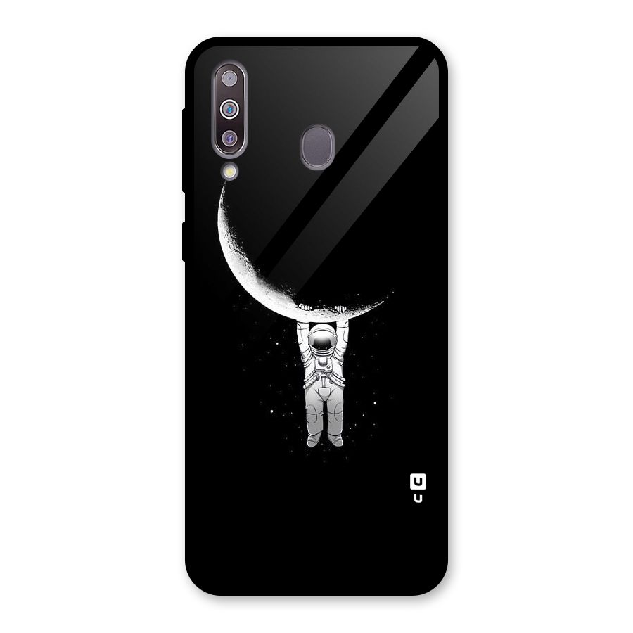 Hanging Astronaut Glass Back Case for Galaxy M30