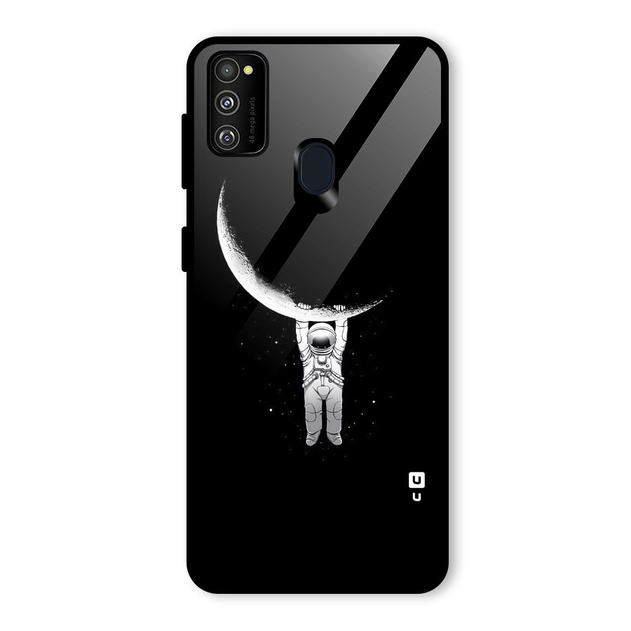 Hanging Astronaut Glass Back Case for Galaxy M30s