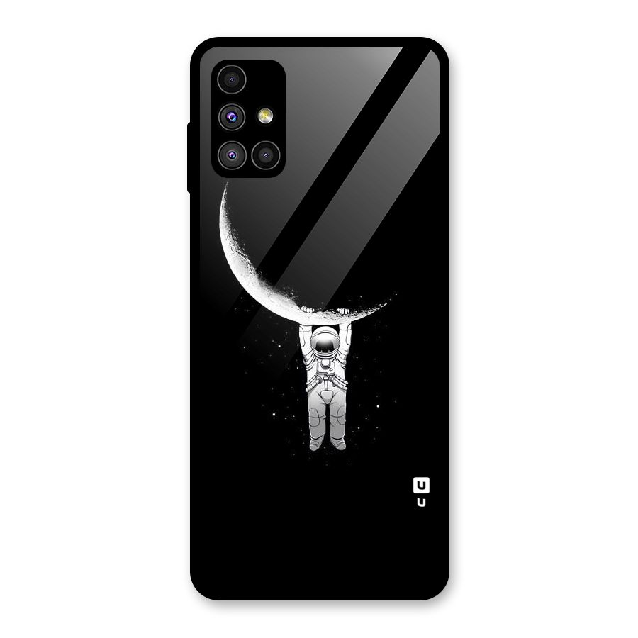 Hanging Astronaut Glass Back Case for Galaxy M51