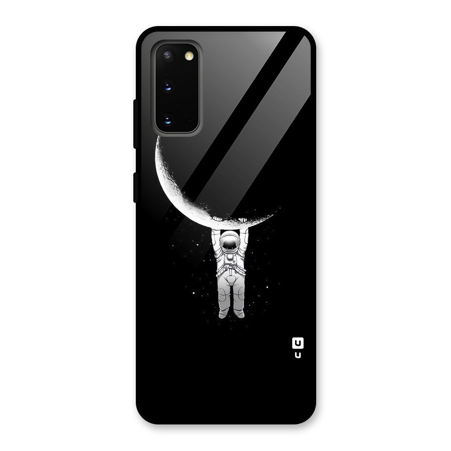 Hanging Astronaut Glass Back Case for Galaxy S20