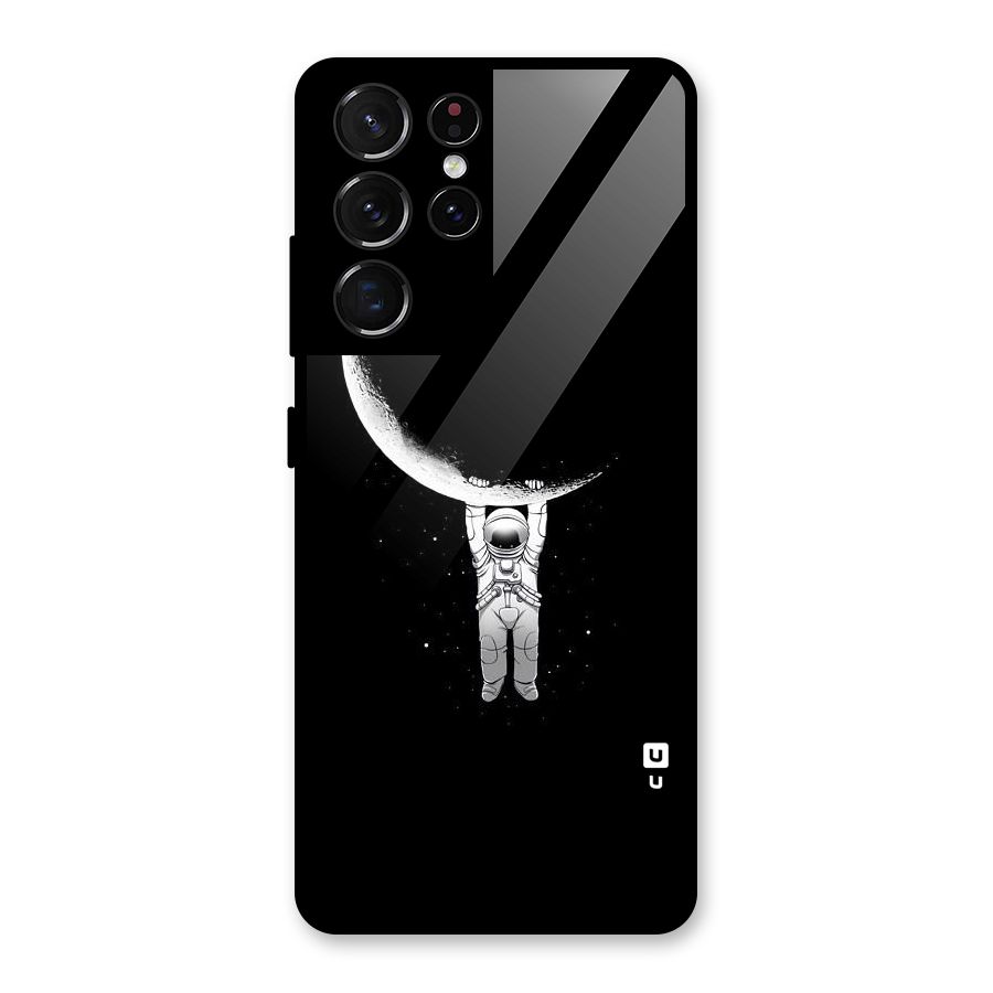 Hanging Astronaut Glass Back Case for Galaxy S21 Ultra 5G
