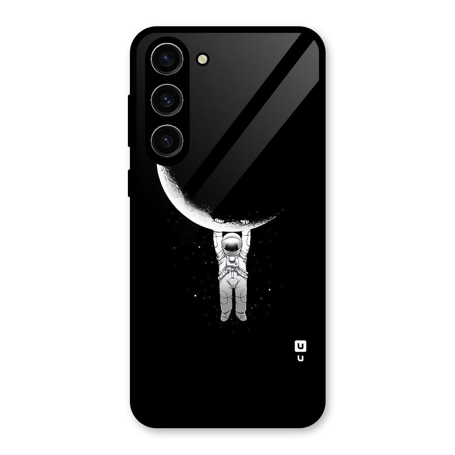 Hanging Astronaut Glass Back Case for Galaxy S23 Plus