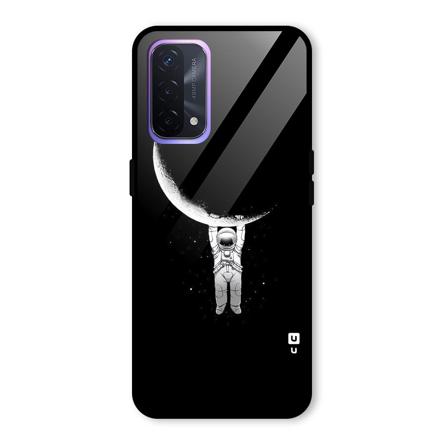 Hanging Astronaut Glass Back Case for Oppo A74 5G