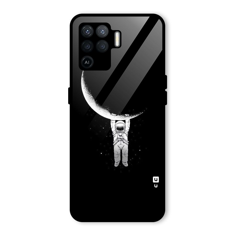 Hanging Astronaut Glass Back Case for Oppo F19 Pro