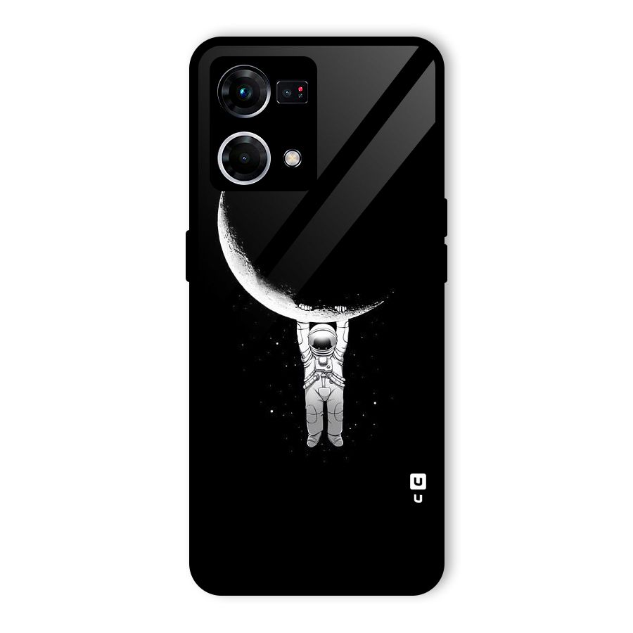 Hanging Astronaut Glass Back Case for Oppo F21 Pro 4G