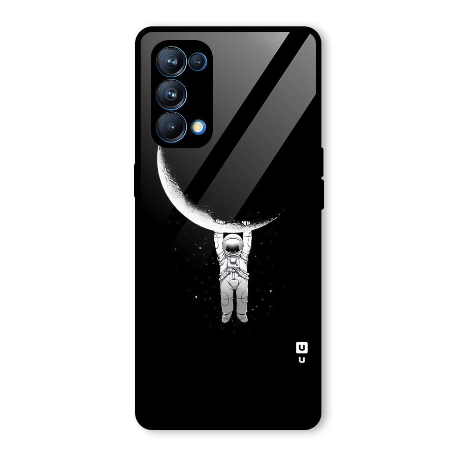 Hanging Astronaut Glass Back Case for Oppo Reno5 Pro 5G