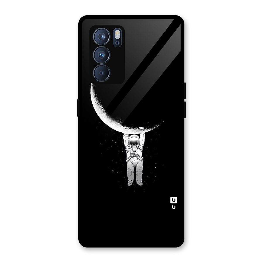 Hanging Astronaut Glass Back Case for Oppo Reno6 Pro 5G