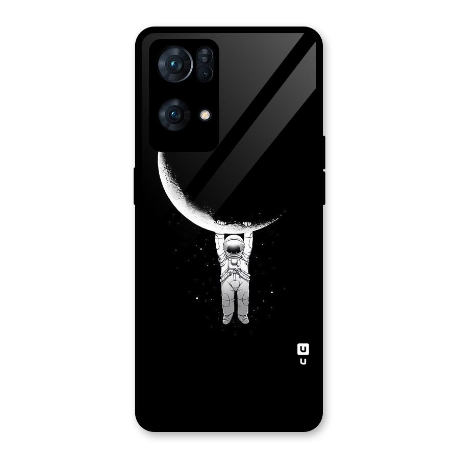 Hanging Astronaut Glass Back Case for Oppo Reno7 Pro 5G