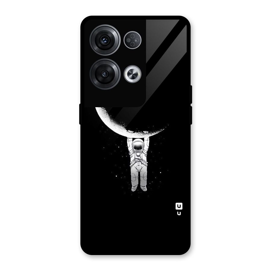 Hanging Astronaut Glass Back Case for Oppo Reno8 Pro 5G