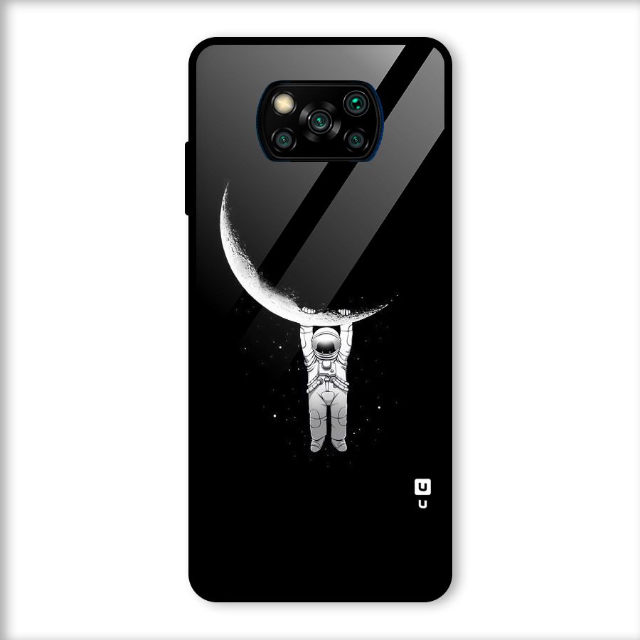 Hanging Astronaut Glass Back Case for Poco X3