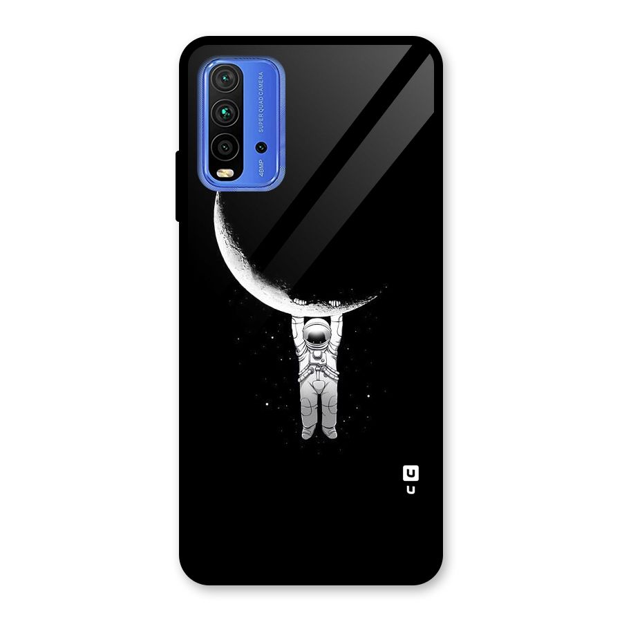 Hanging Astronaut Glass Back Case for Redmi 9 Power