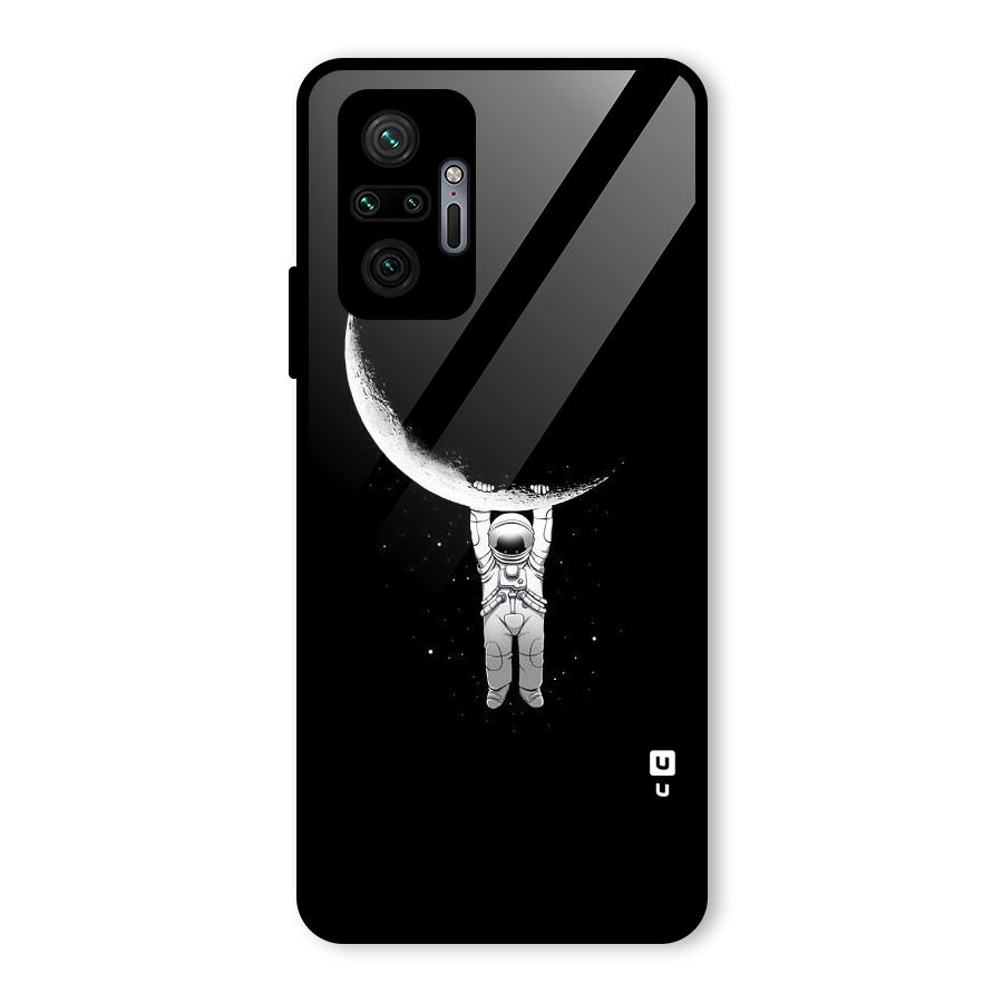 Hanging Astronaut Glass Back Case for Redmi Note 10 Pro Max