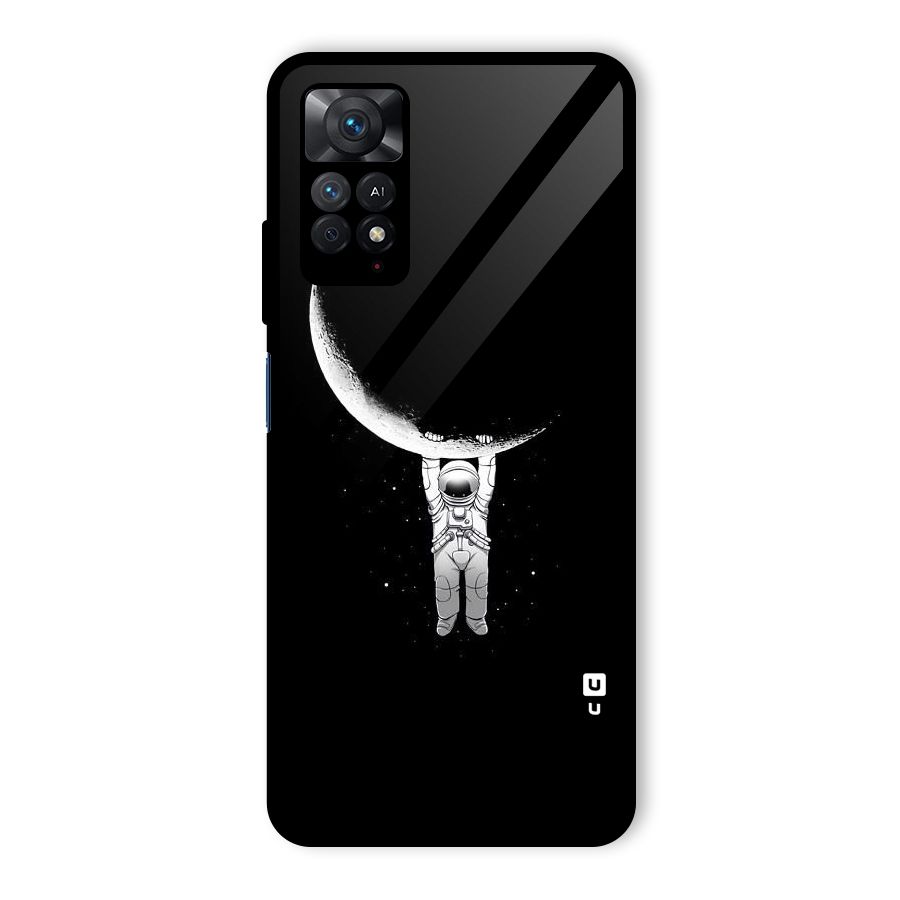 Hanging Astronaut Glass Back Case for Redmi Note 11 Pro
