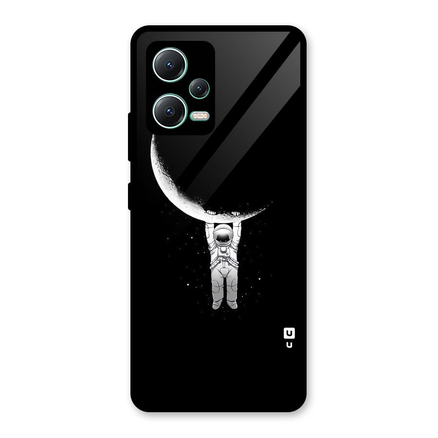 Hanging Astronaut Glass Back Case for Redmi Note 12 5G