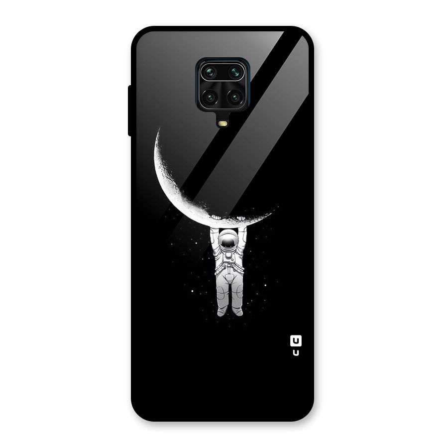 Hanging Astronaut Glass Back Case for Redmi Note 9 Pro