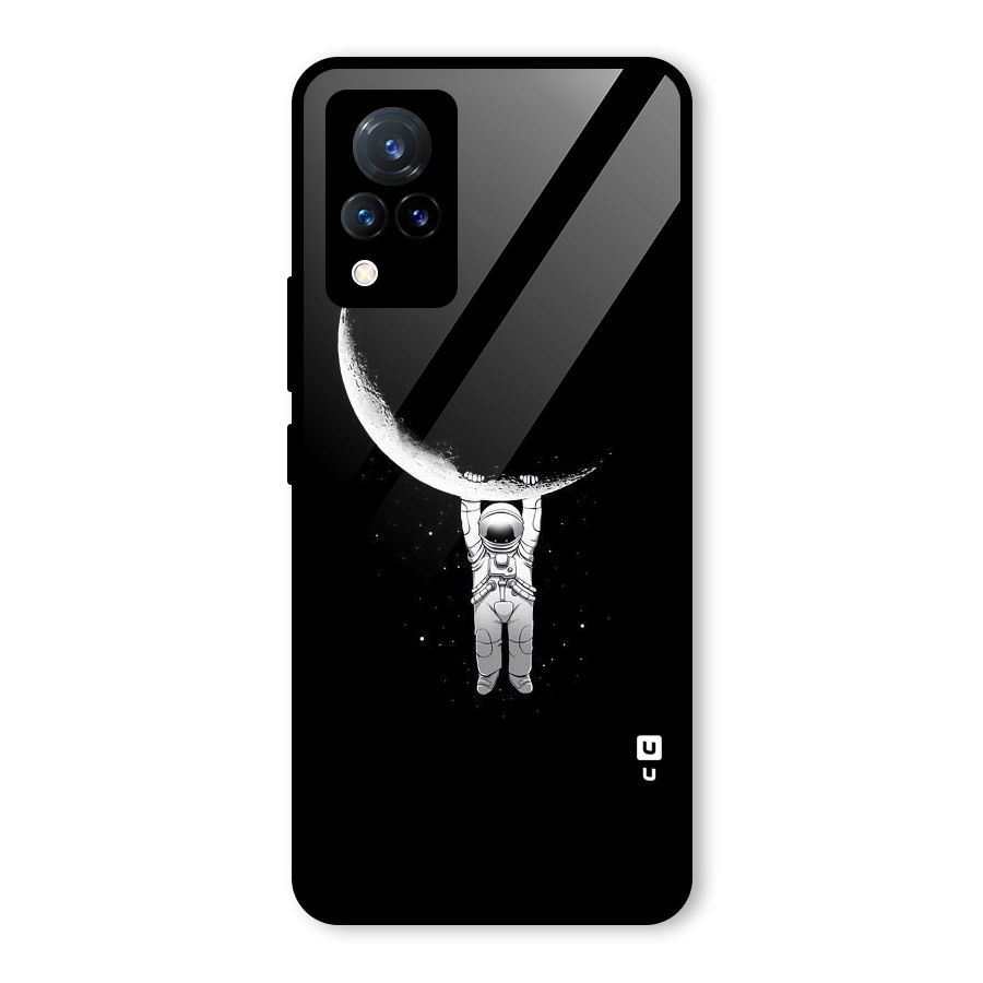 Hanging Astronaut Glass Back Case for Vivo V21 5G