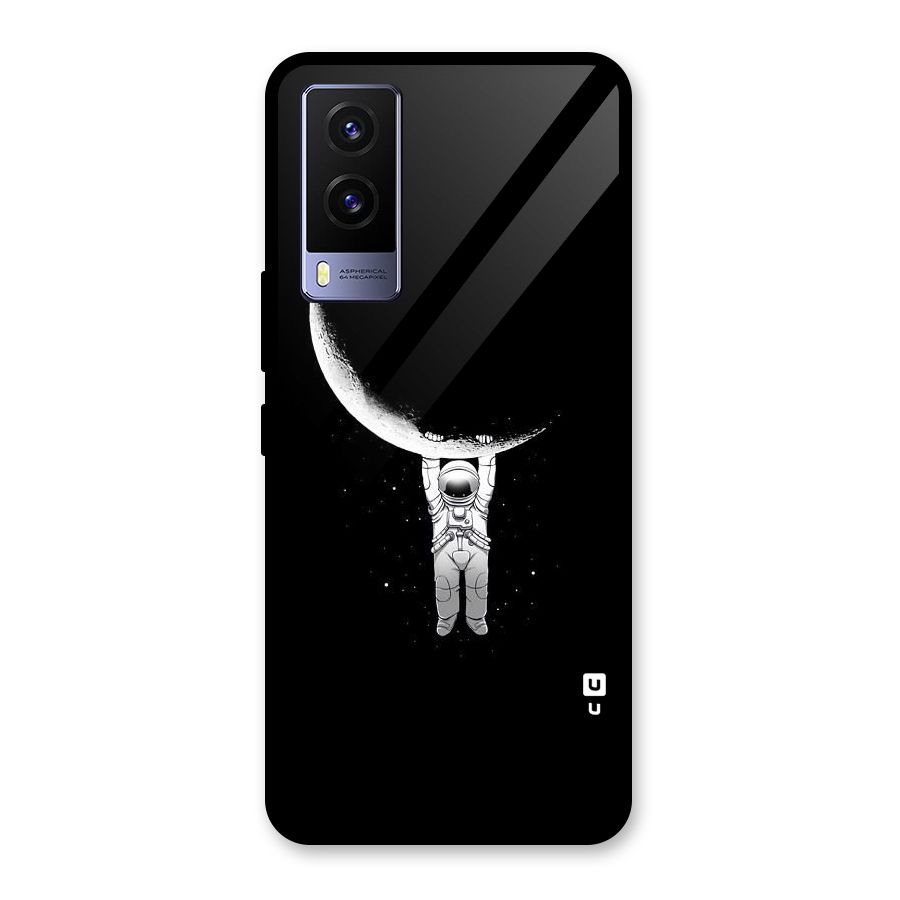 Hanging Astronaut Glass Back Case for Vivo V21e 5G