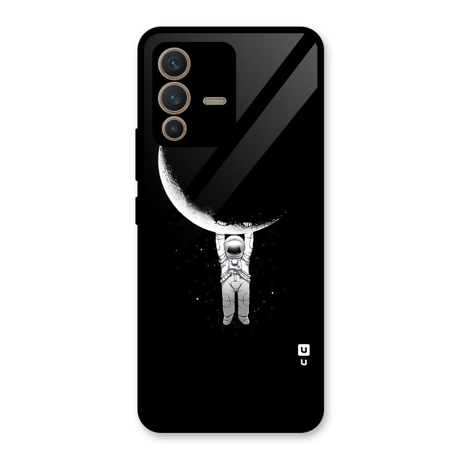 Hanging Astronaut Glass Back Case for Vivo V23 5G