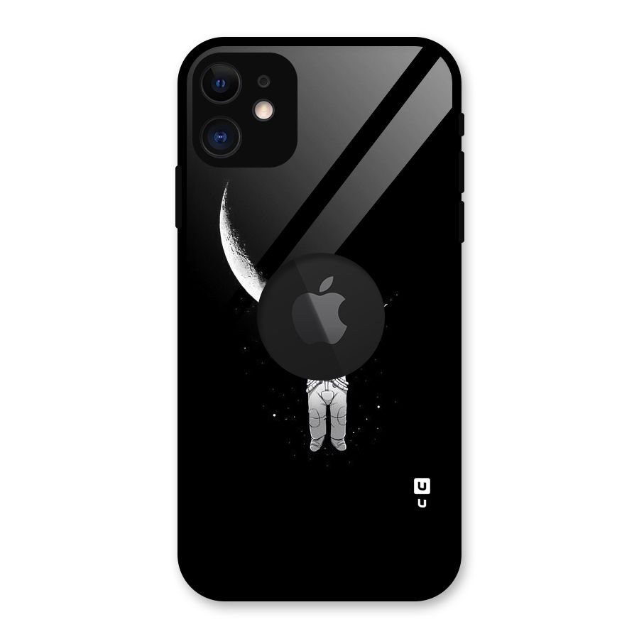 Hanging Astronaut Glass Back Case for iPhone 11 Logo Cut