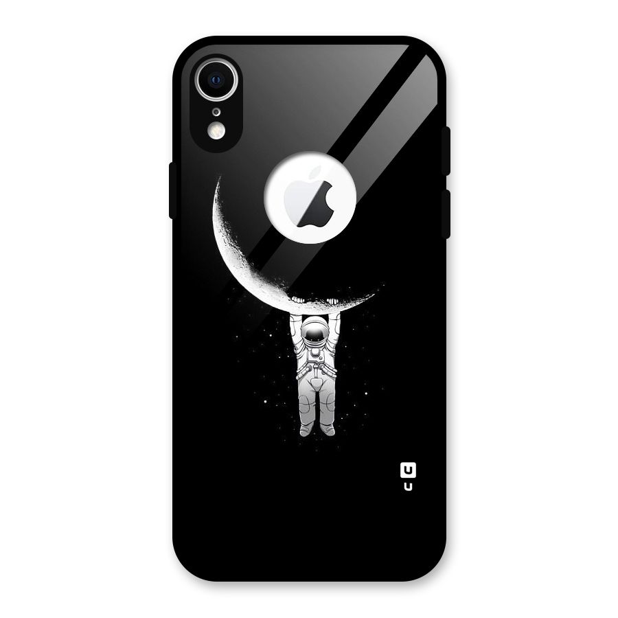 Hanging Astronaut Glass Back Case for iPhone XR Logo Cut