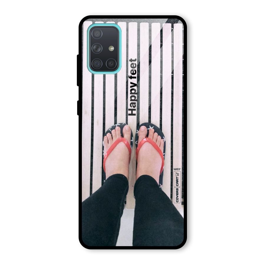 Happy Feet Glass Back Case for Galaxy A71