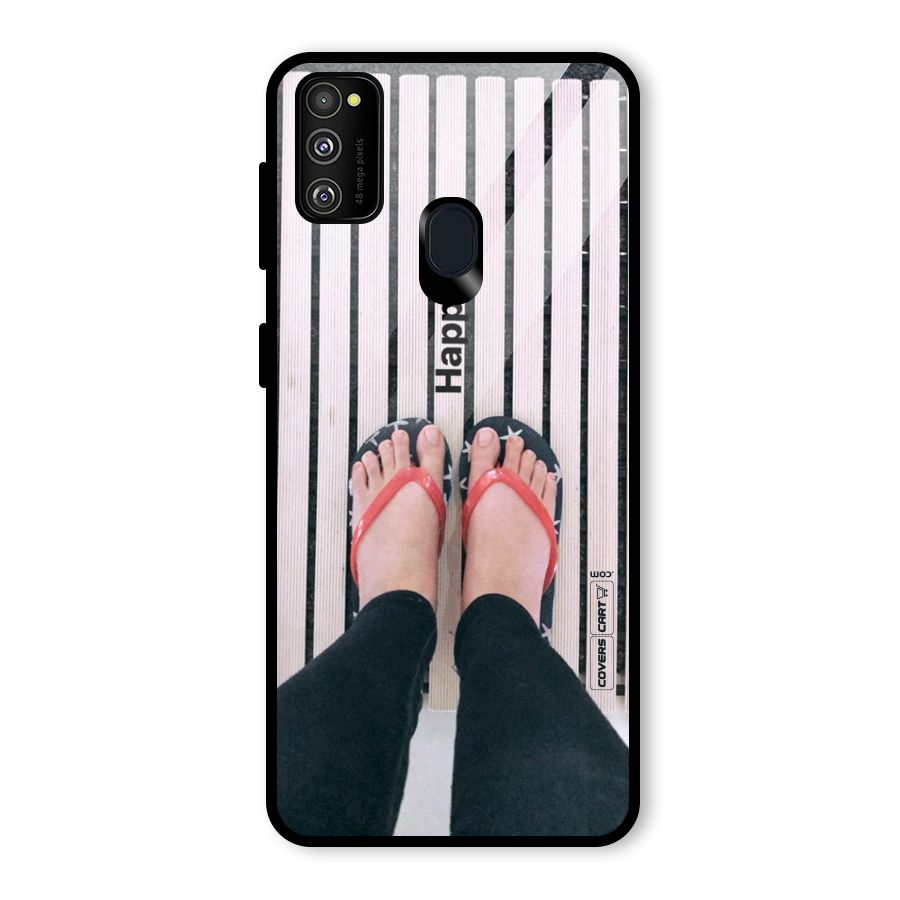 Happy Feet Glass Back Case for Galaxy M30s