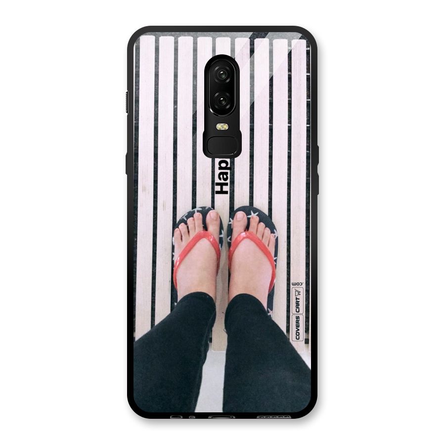 Happy Feet Glass Back Case for OnePlus 6