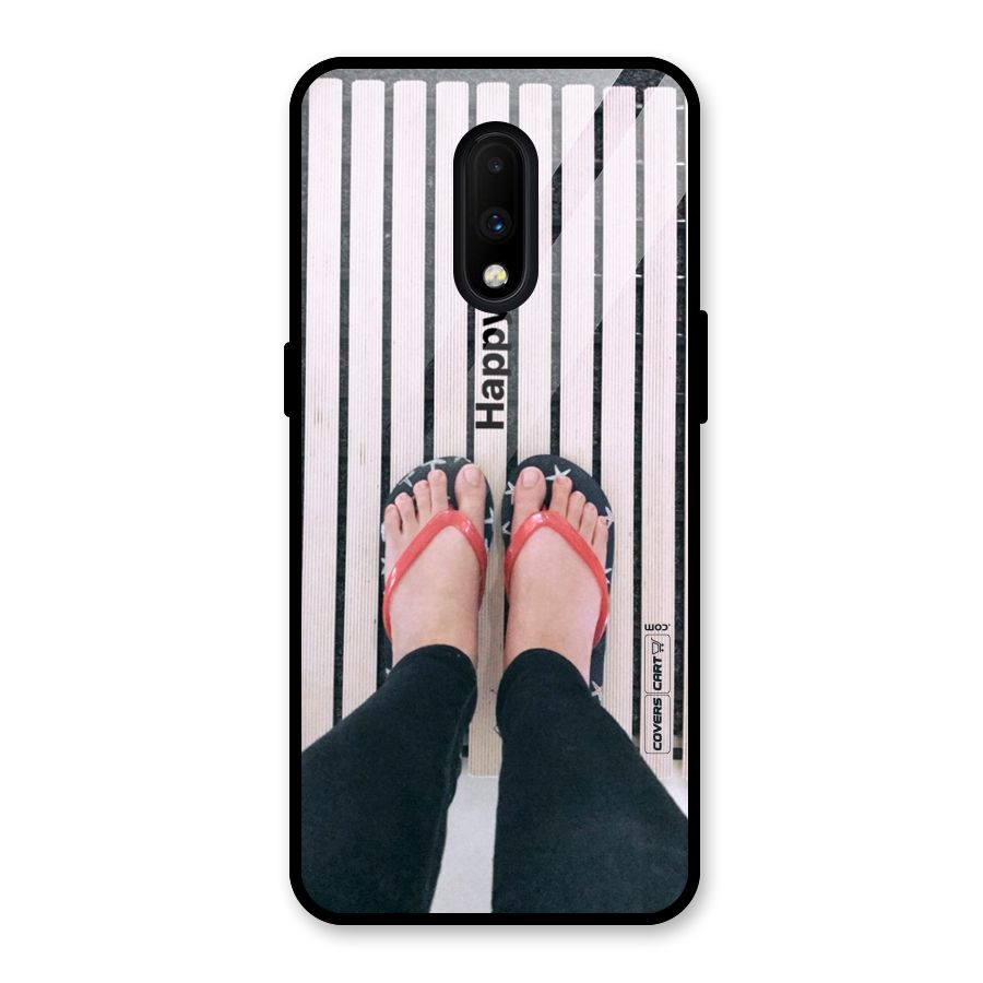 Happy Feet Glass Back Case for OnePlus 7