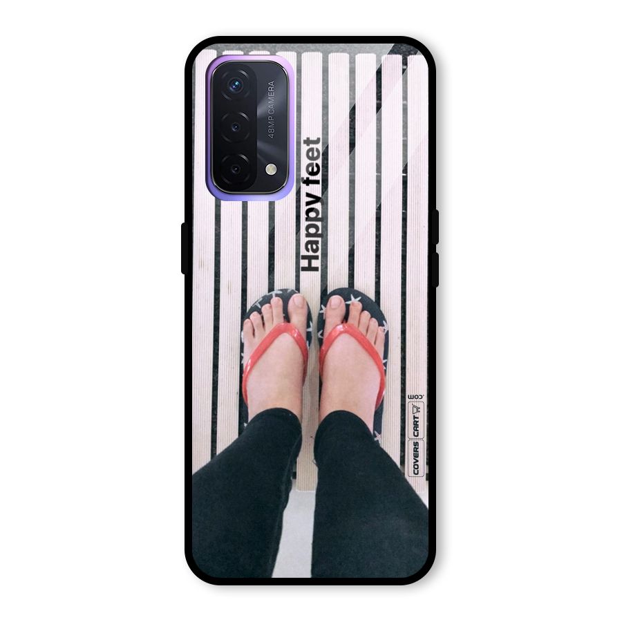 Happy Feet Glass Back Case for Oppo A74 5G
