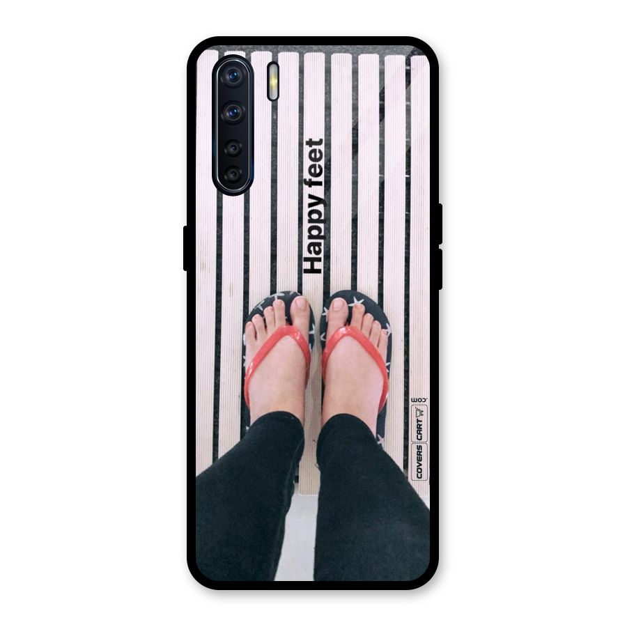 Happy Feet Glass Back Case for Oppo F15
