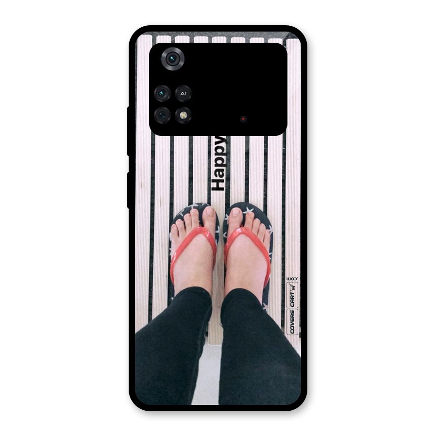 Happy Feet Glass Back Case for Poco M4 Pro 4G