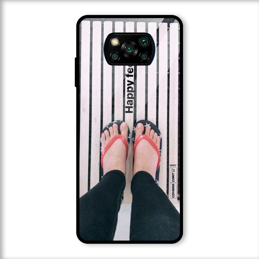 Happy Feet Glass Back Case for Poco X3