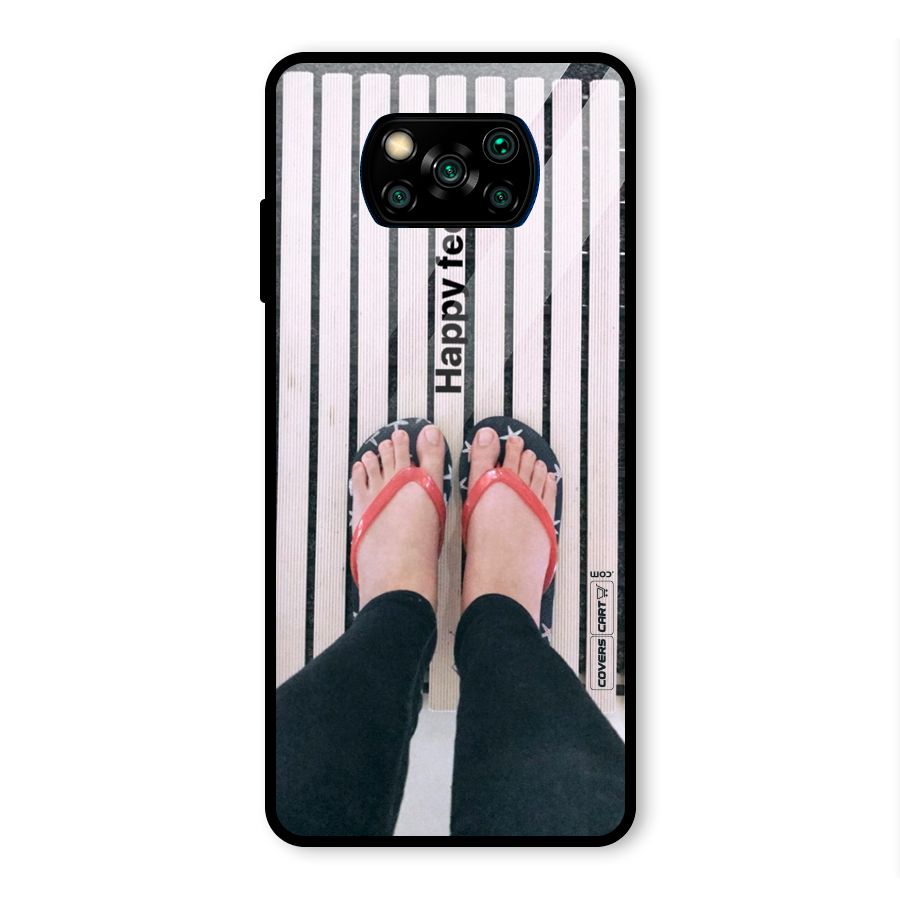 Happy Feet Glass Back Case for Poco X3 Pro