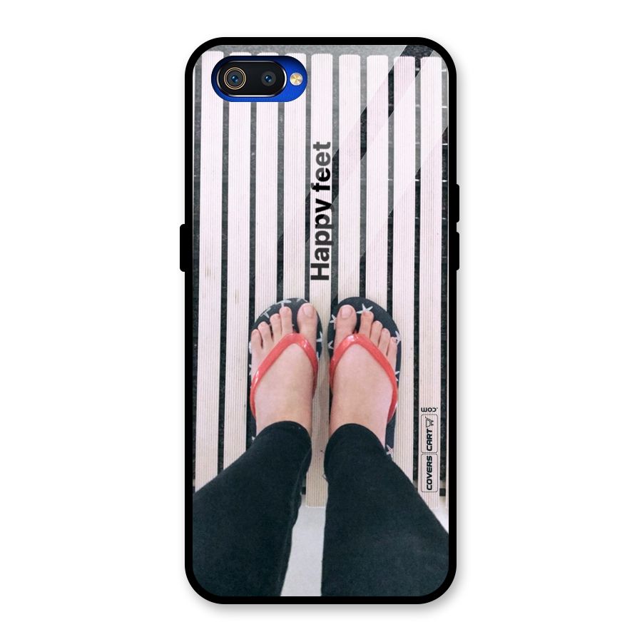 Happy Feet Glass Back Case for Realme C2